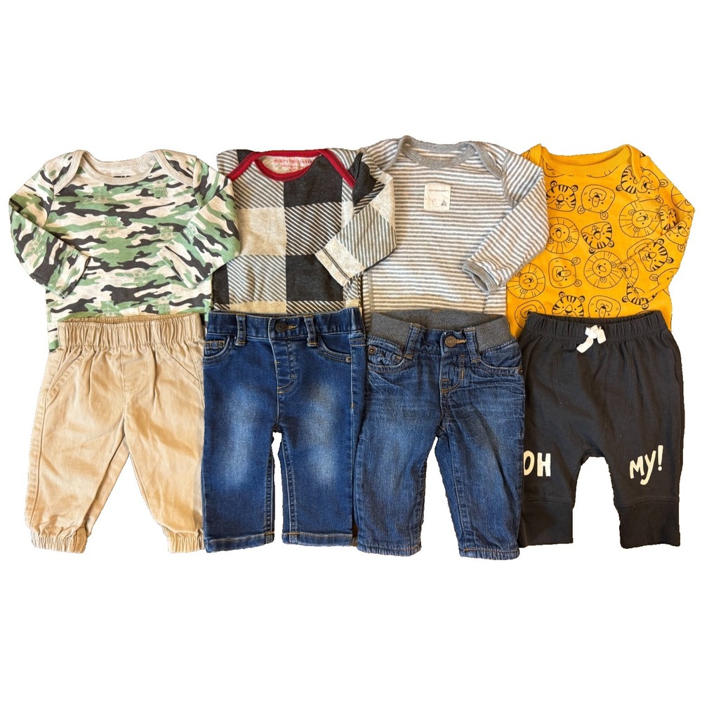 Baby Boy 0/3 Months Outfits Pants Jeans Shirts Bodysuit Clothes Lot Lions Oh My
